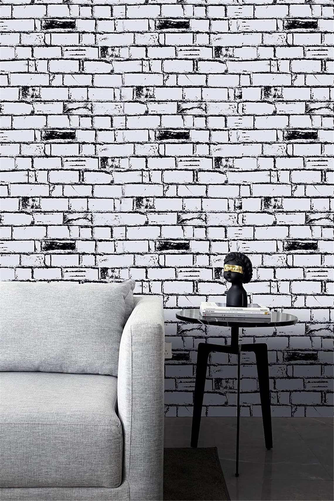 Home Brick Wallpaper Peel and Stick Wallpaper White Black Self | Etsy