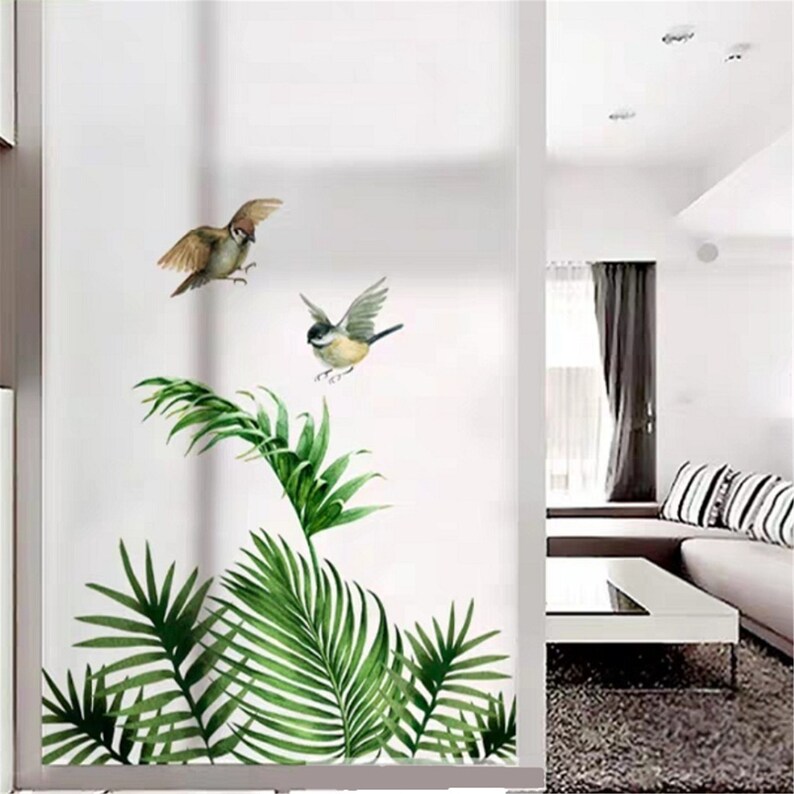 Flowers and Birds Pattern Window Film Electrostatic No Etsy