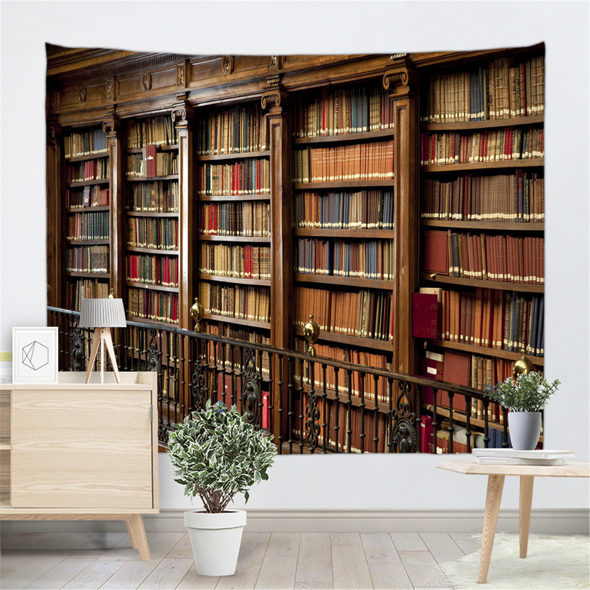 Enipate Secret Door Bookshelf Wall Tapestry Library Tapestries | Etsy