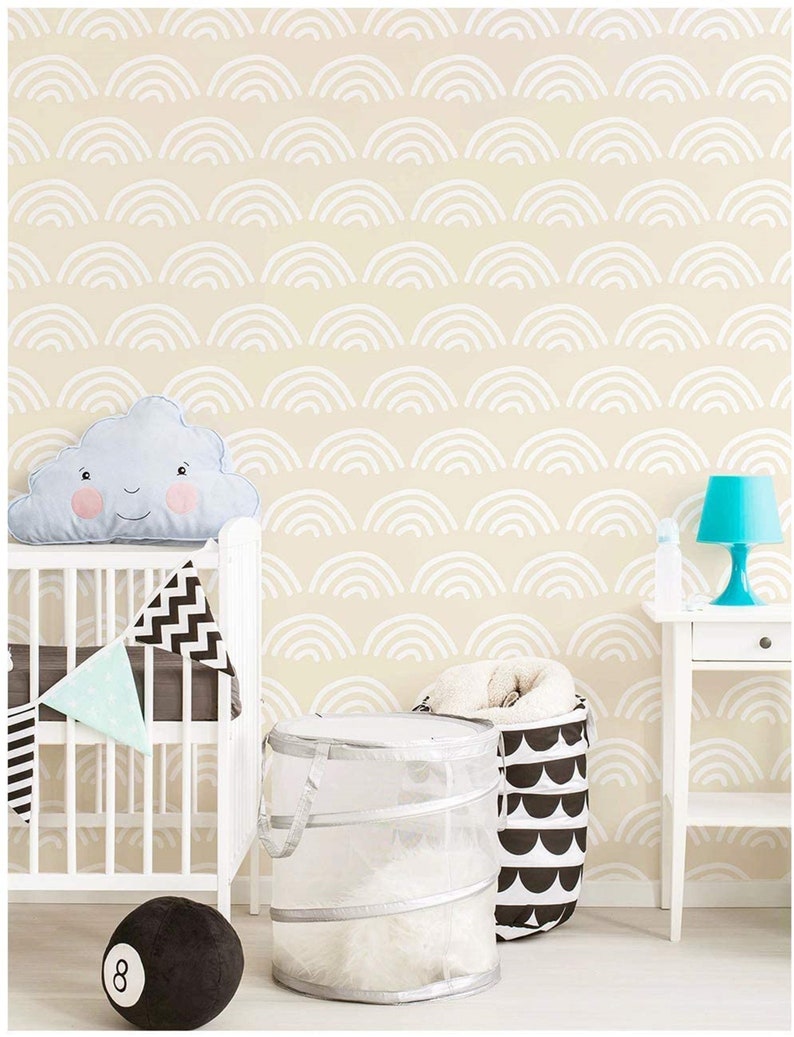 Scallop Peel and Stick Wallpaper Beige White Vinyl Self Etsy