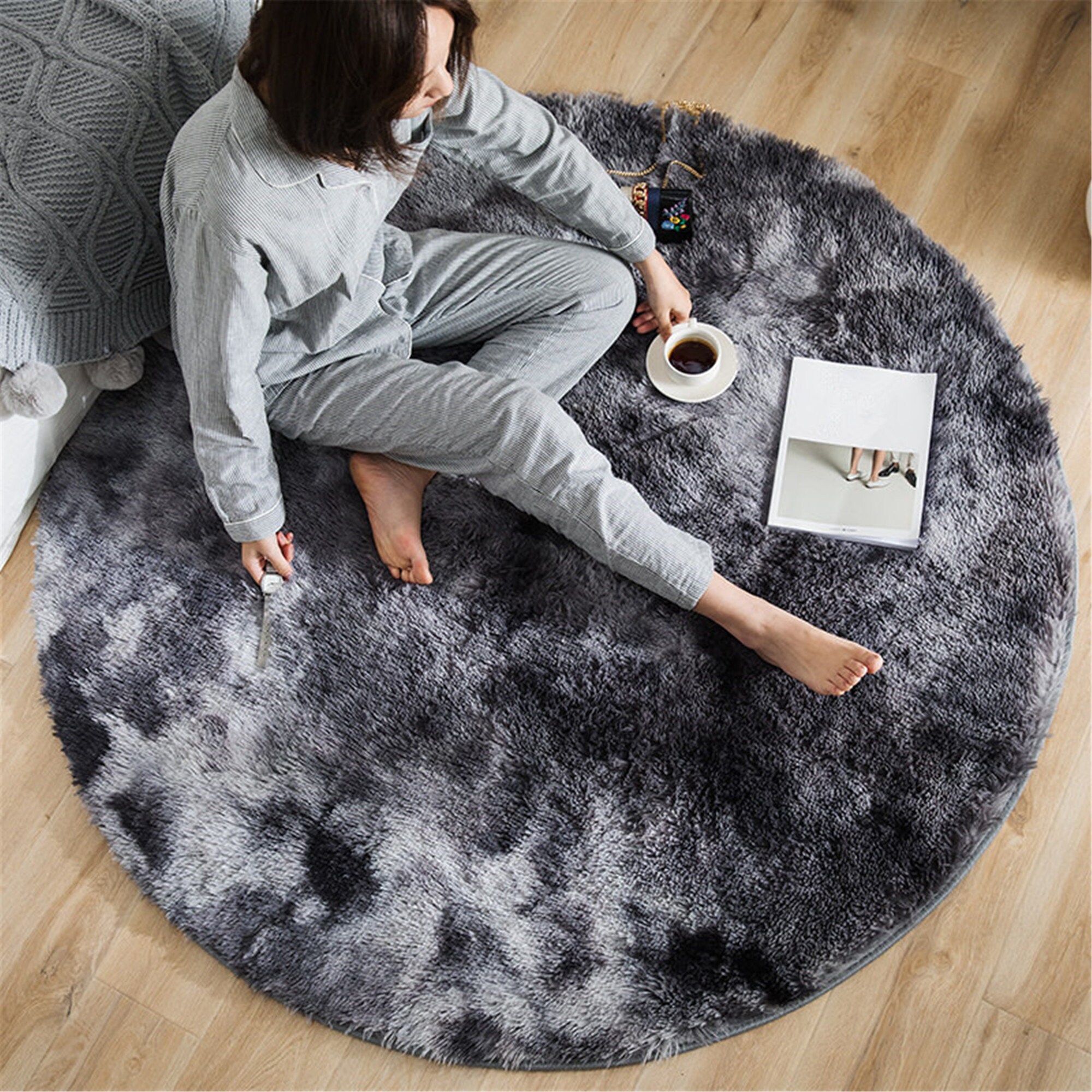 Motley Round Carpet Livingroom Plush Fluffy Rug Home Decor Etsy