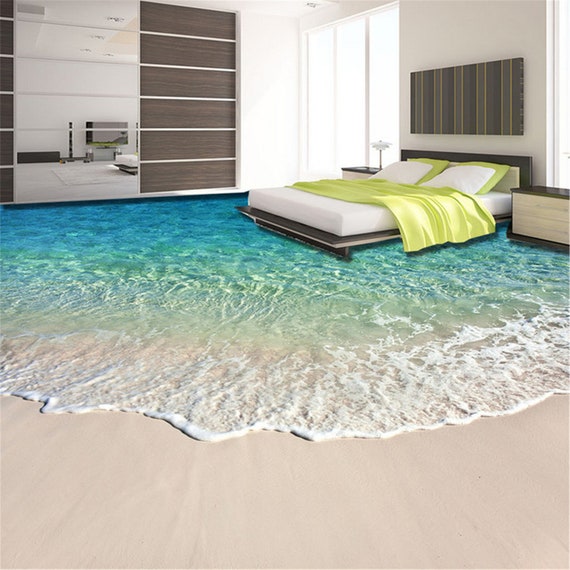 Selfadhesive Floor Mural Photo Wallpaper 3D Seawater Wave Etsy