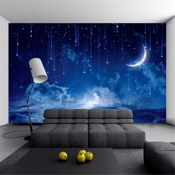 Blue Night Sky Children's Bedroom Backdrop Wall Photo Etsy