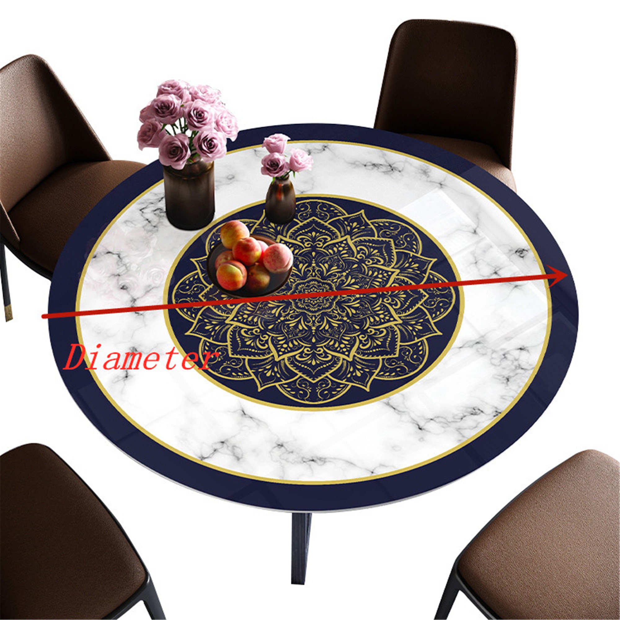 Europeanstyle big size round table mat Marbled pvc round Etsy