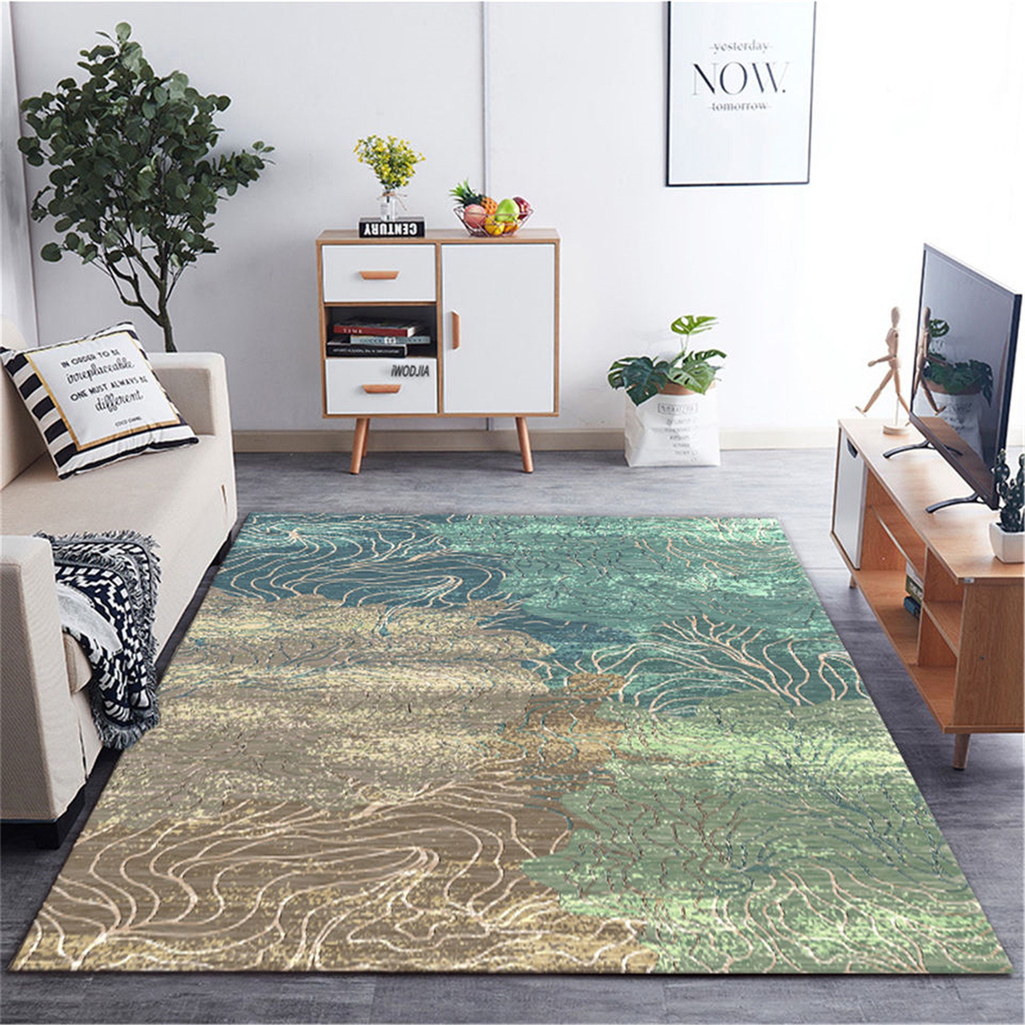 Abstract Carpet Living Room Modern Bedroom Mat Nonslip Etsy UK