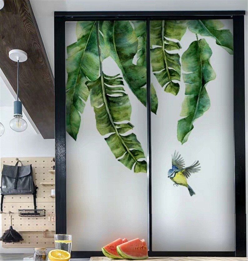 Flowers and Birds Pattern Window Film Electrostatic No Etsy