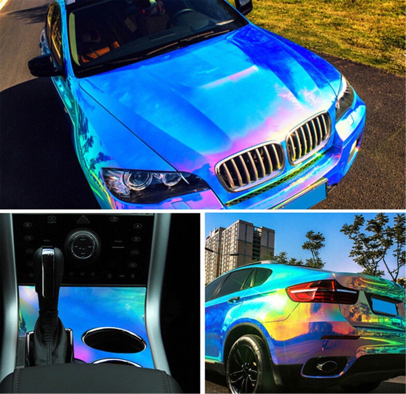 Holographic Neo Chrome Vinyl Car Wrap Stickers Blue Color Cool | Etsy