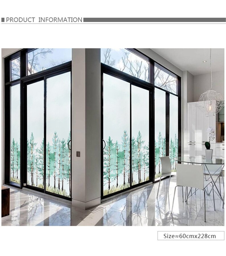 Custom Size Static Cling Window Film Forest Decorative Privacy Etsy
