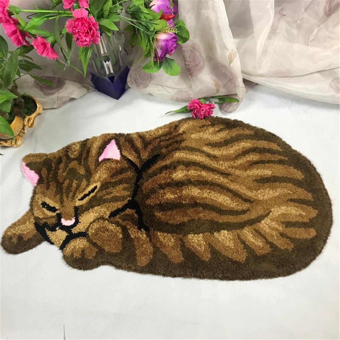 Hot sale small rug for cat carpet cat mat gray brown cat Etsy