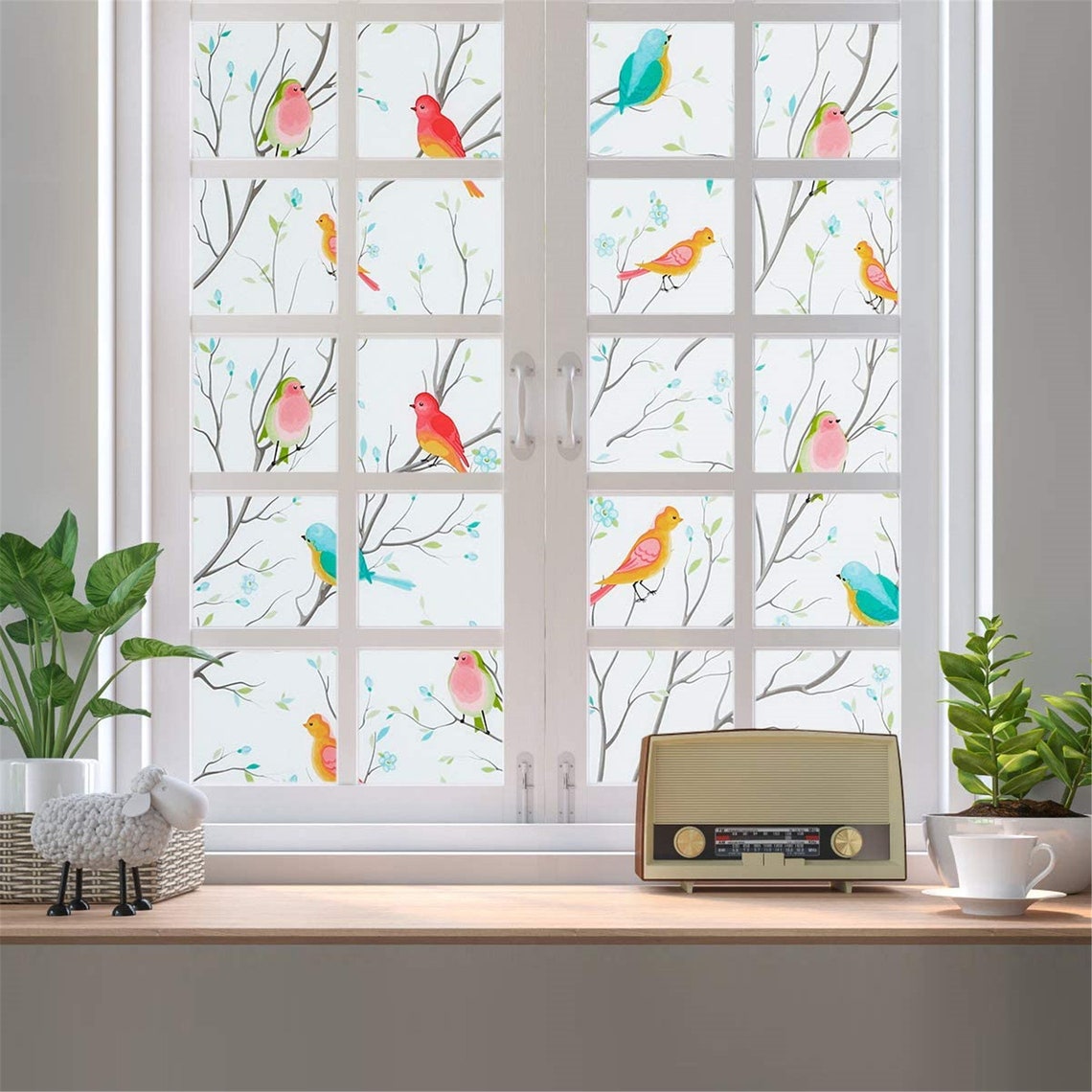 Window Film Birds Privacy NonAdhesive Frosted Decorative Etsy