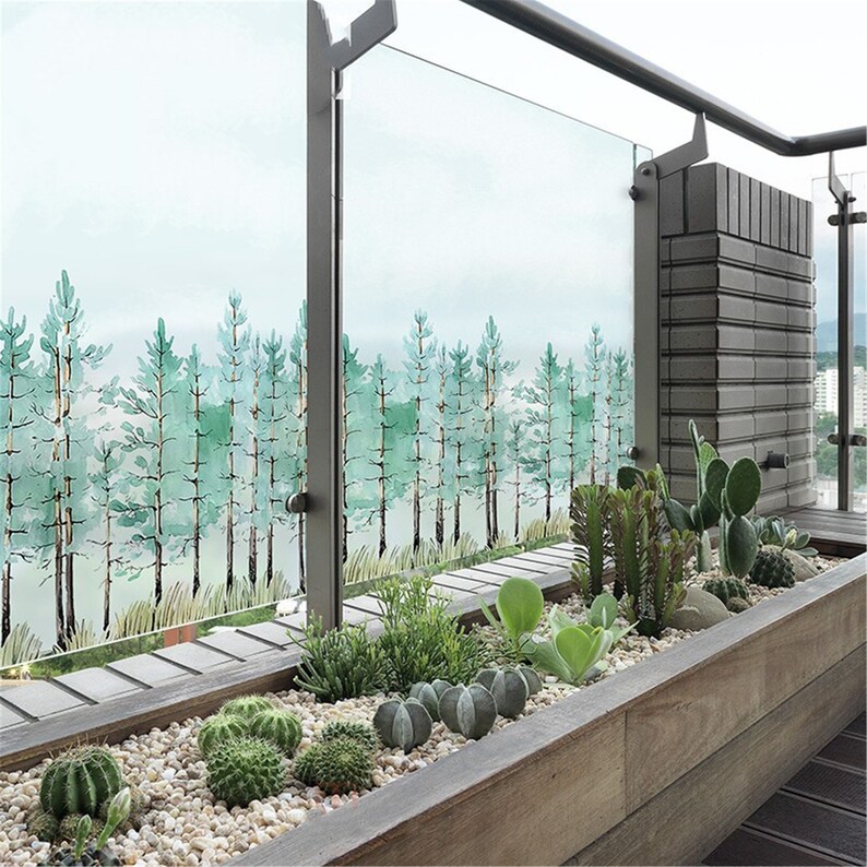 Custom Size Static Cling Window Film Forest Decorative Privacy Etsy