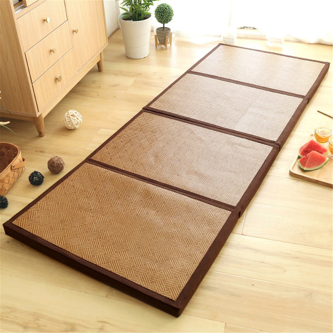 Folding Mat Thick Carpet Japanese Tatami Rattan Mat Sleeping Etsy