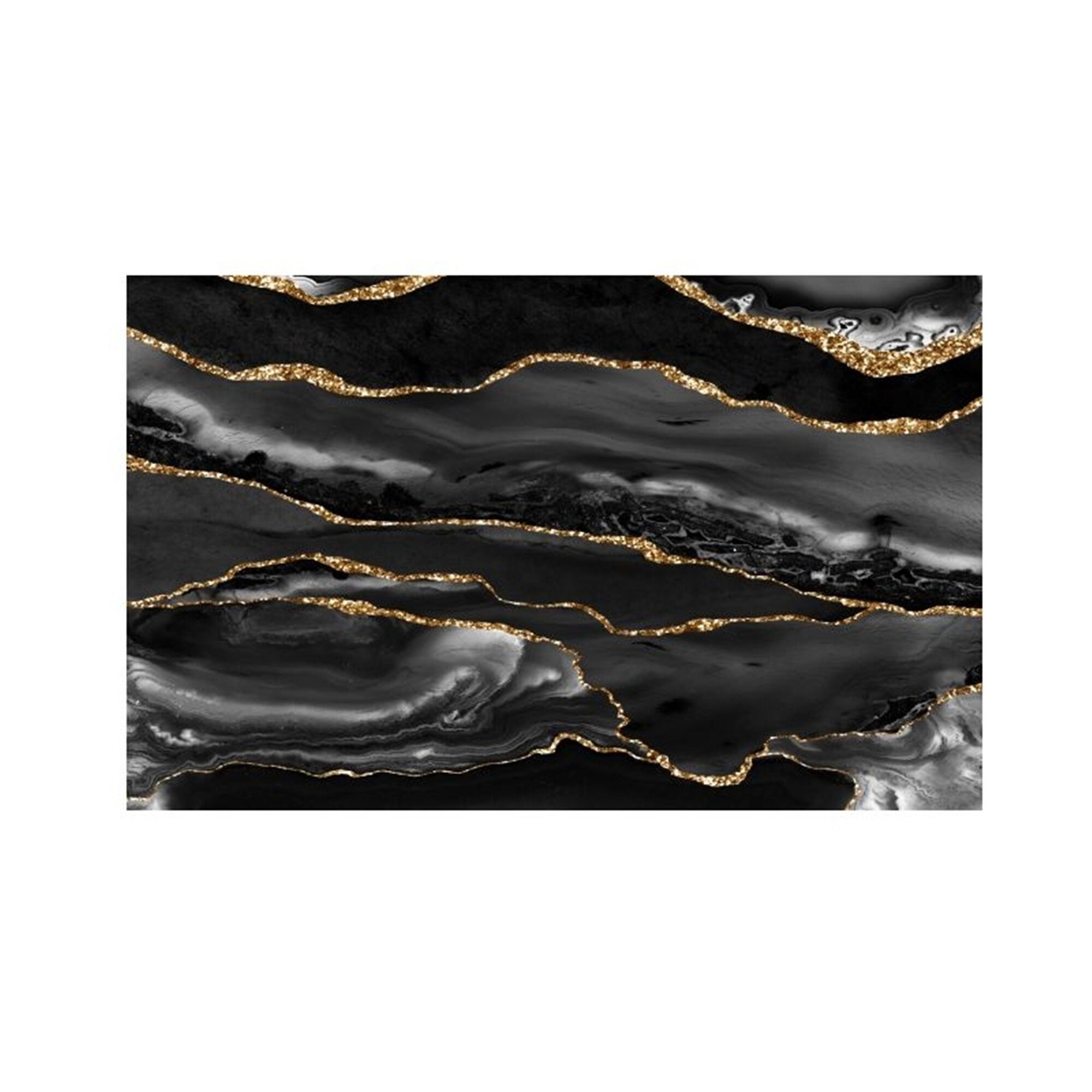 Luxury Black Gray Marble Carpet With Gold Line For Living Room Etsy