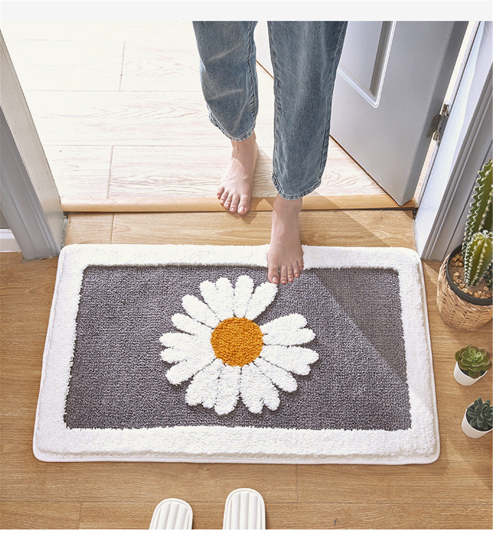 Bathroom Door Entrance Mat Daisy Bath Rug Bathroom Non-Slip | Etsy