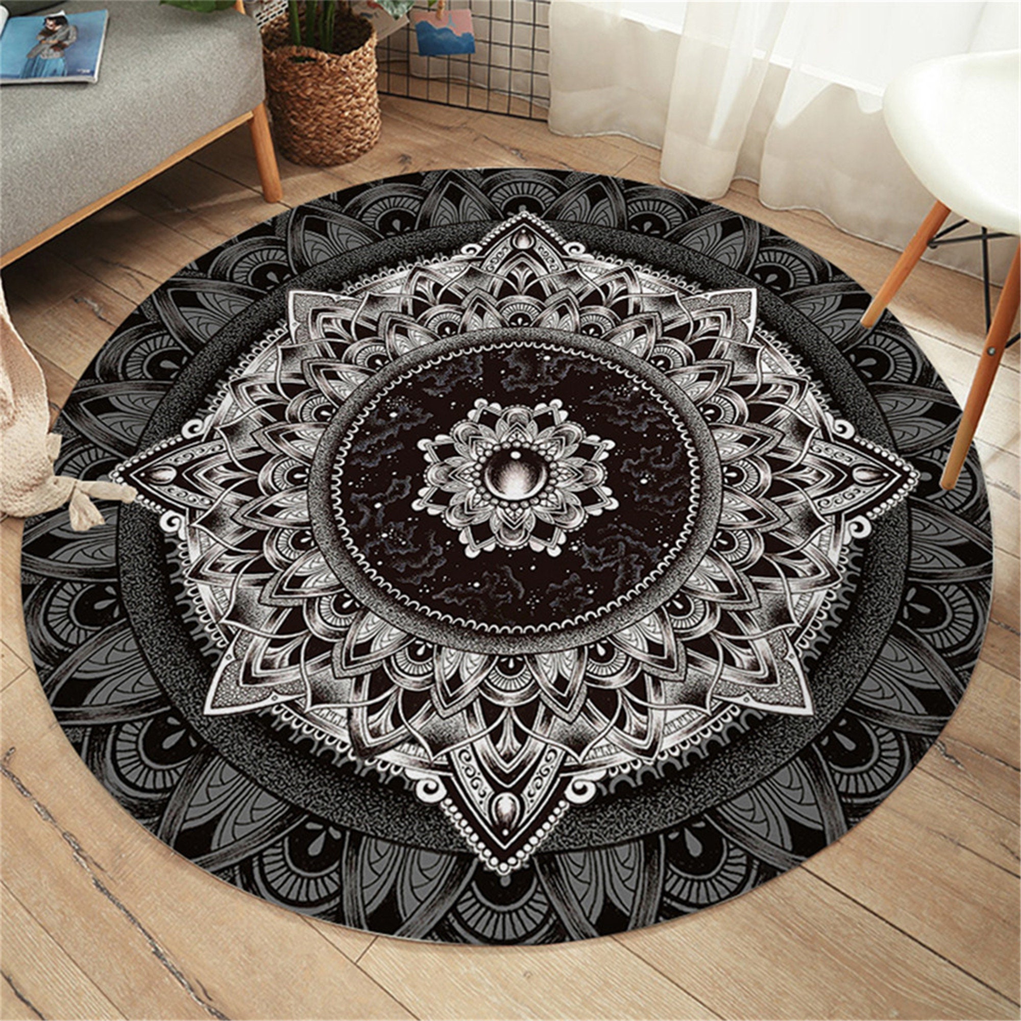 Mandala Runde Teppich Blume rutschfest Boden Matte | Etsy