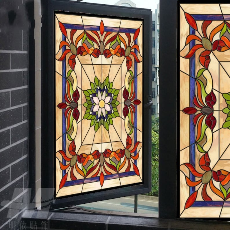 Custom Lotus Flower Static Cling Church Stained Glass Window Etsy