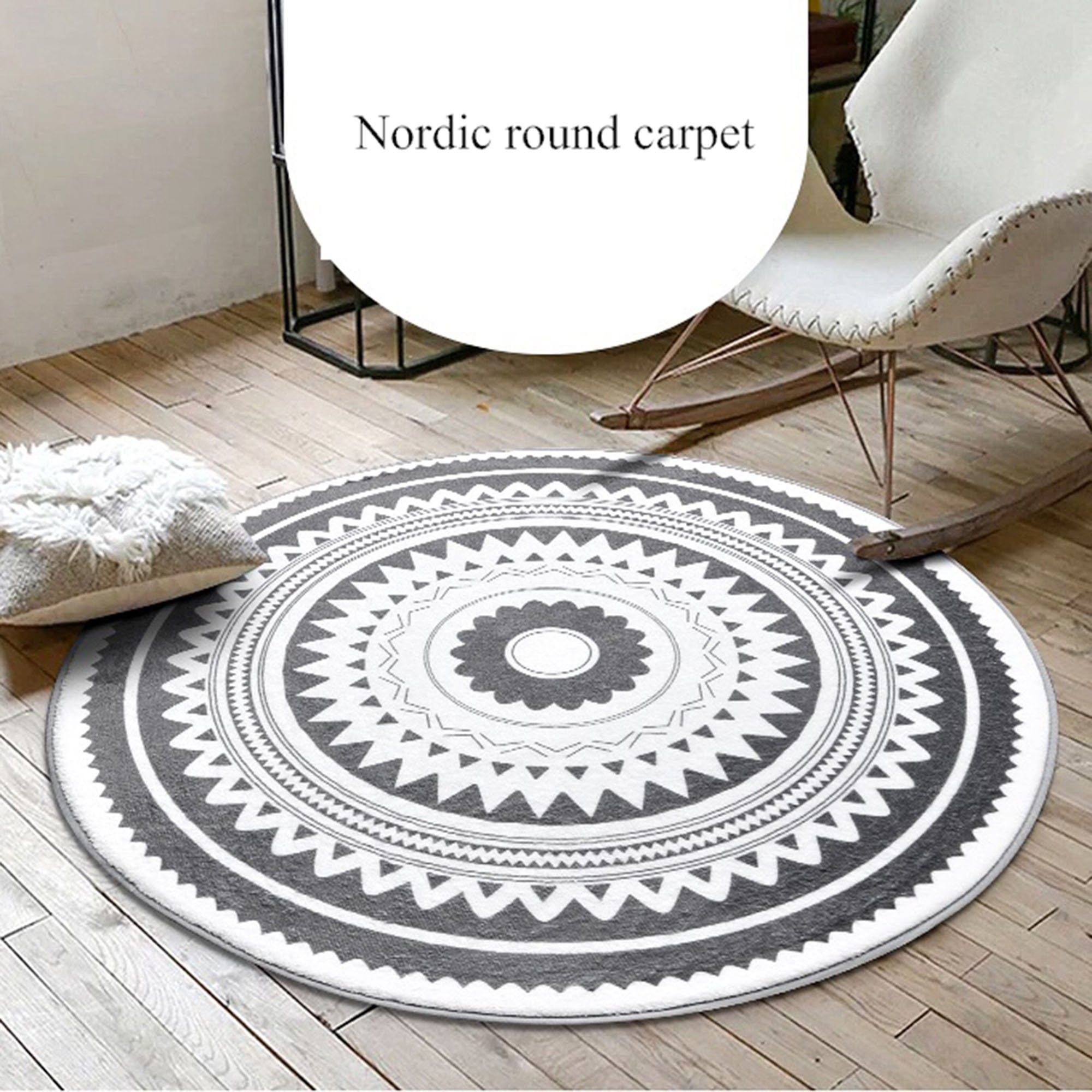 Nordic Gray Series Round Carpets For Living Room Computer Etsy