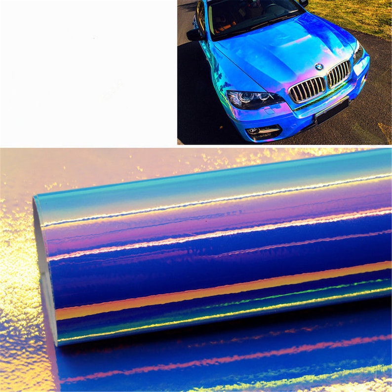Holographic Neo Chrome Vinyl Car Wrap Stickers Blue Color Cool Etsy