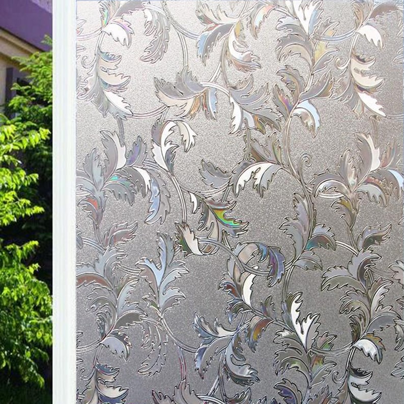 3D Frosted Window Film NonAdhesive Decorative Leaf Static Etsy