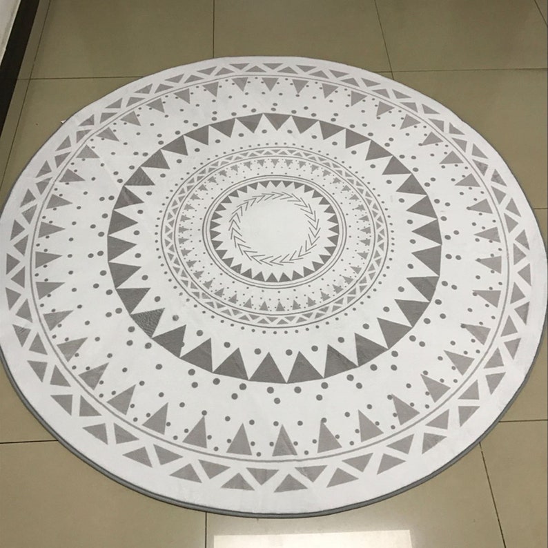 Nordic Gray Series Round Carpets For Living Room Computer Etsy