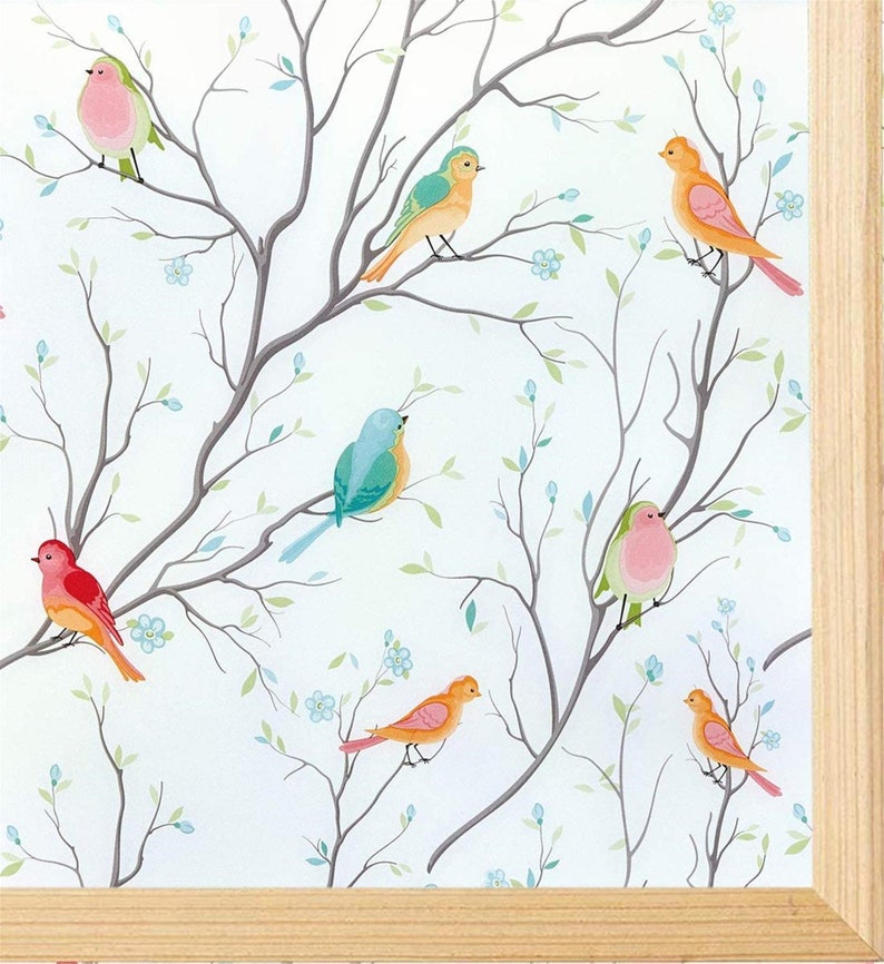 Window Film Birds Privacy NonAdhesive Frosted Decorative Etsy