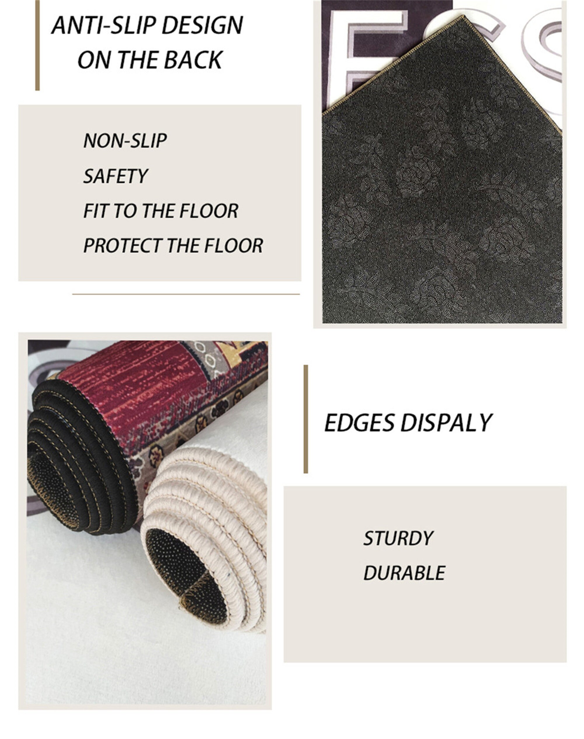 Luxury Black Gray Marble Carpet With Gold Line For Living Room Etsy