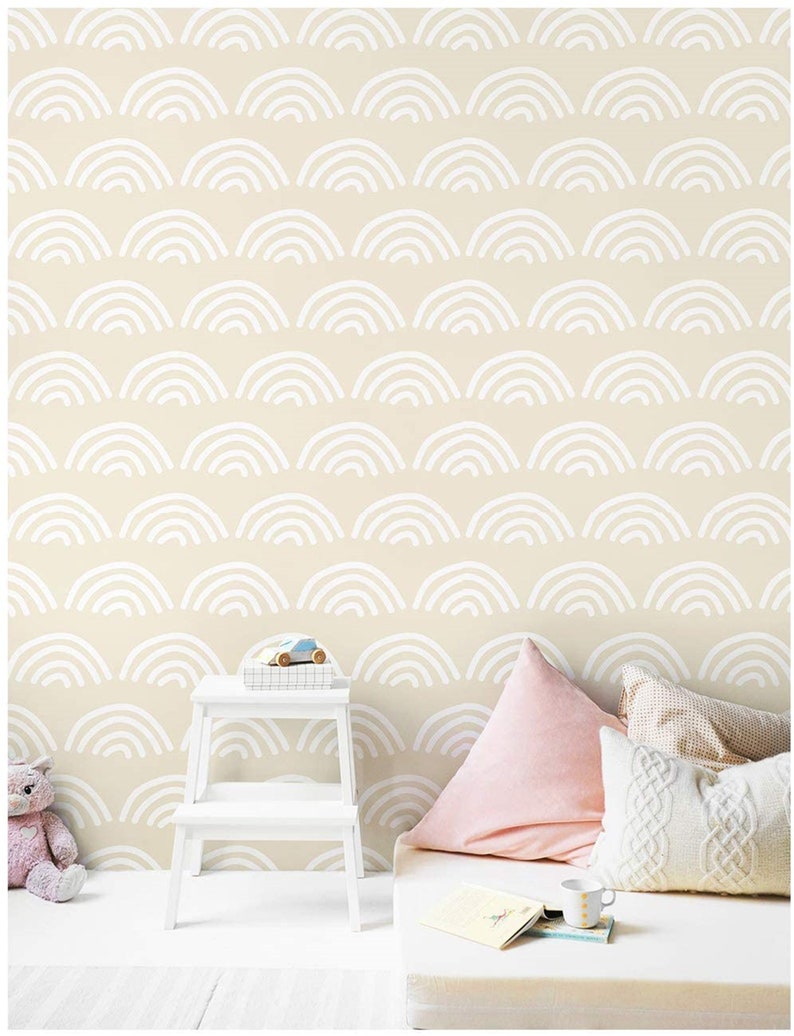 Scallop Peel and Stick Wallpaper Beige White Vinyl Self Etsy
