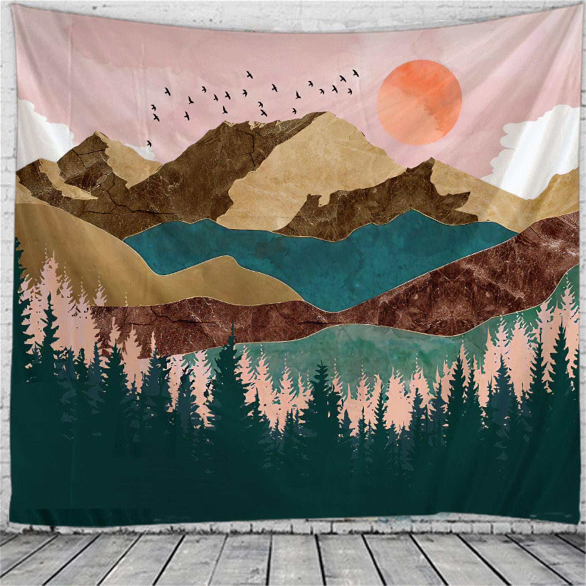 Sunset Mountain Tapestry Wall Hanging Tapestries Wall Art For Etsy