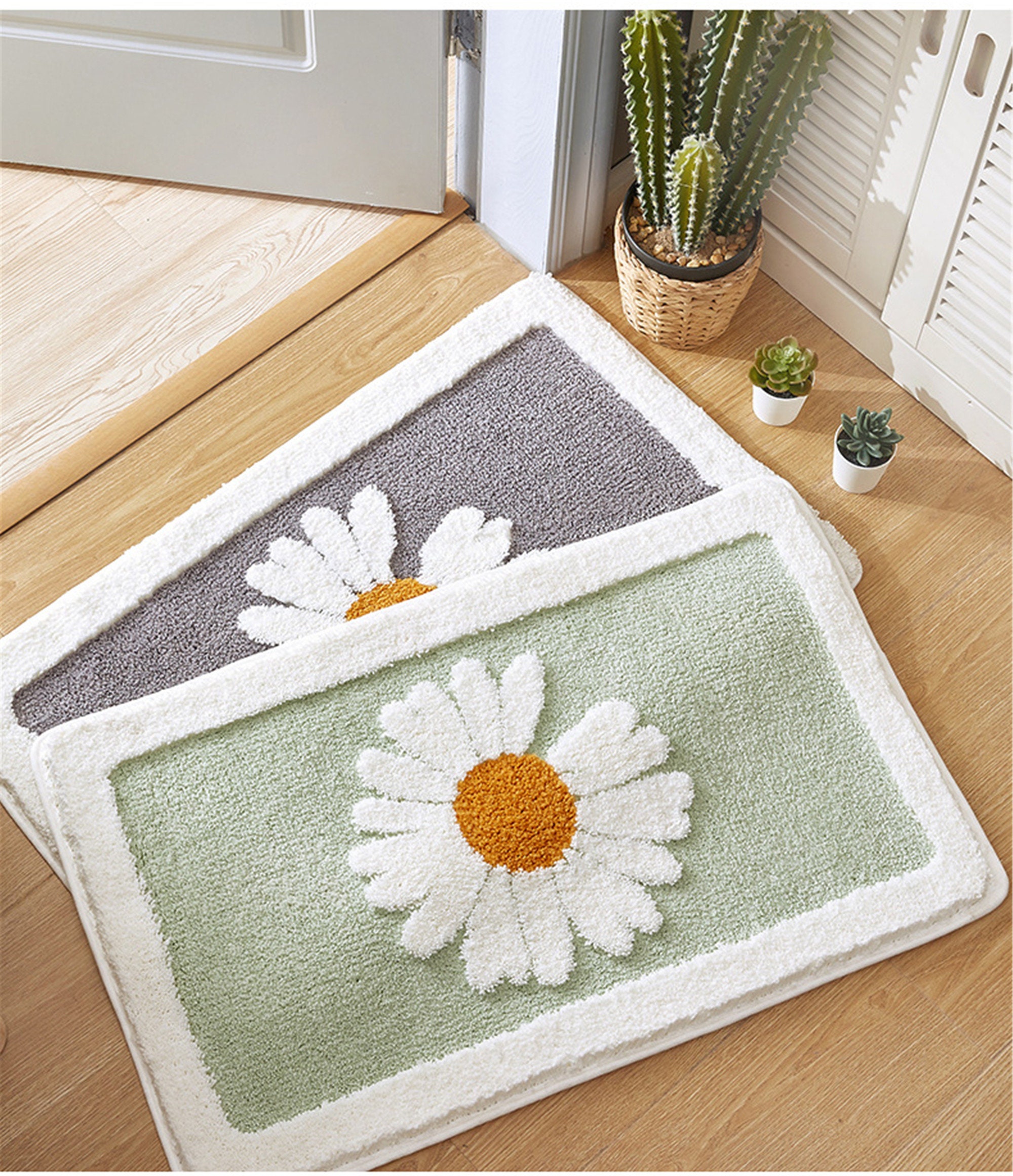 Bathroom Door Entrance Mat Daisy Bath Rug Bathroom Non-Slip | Etsy