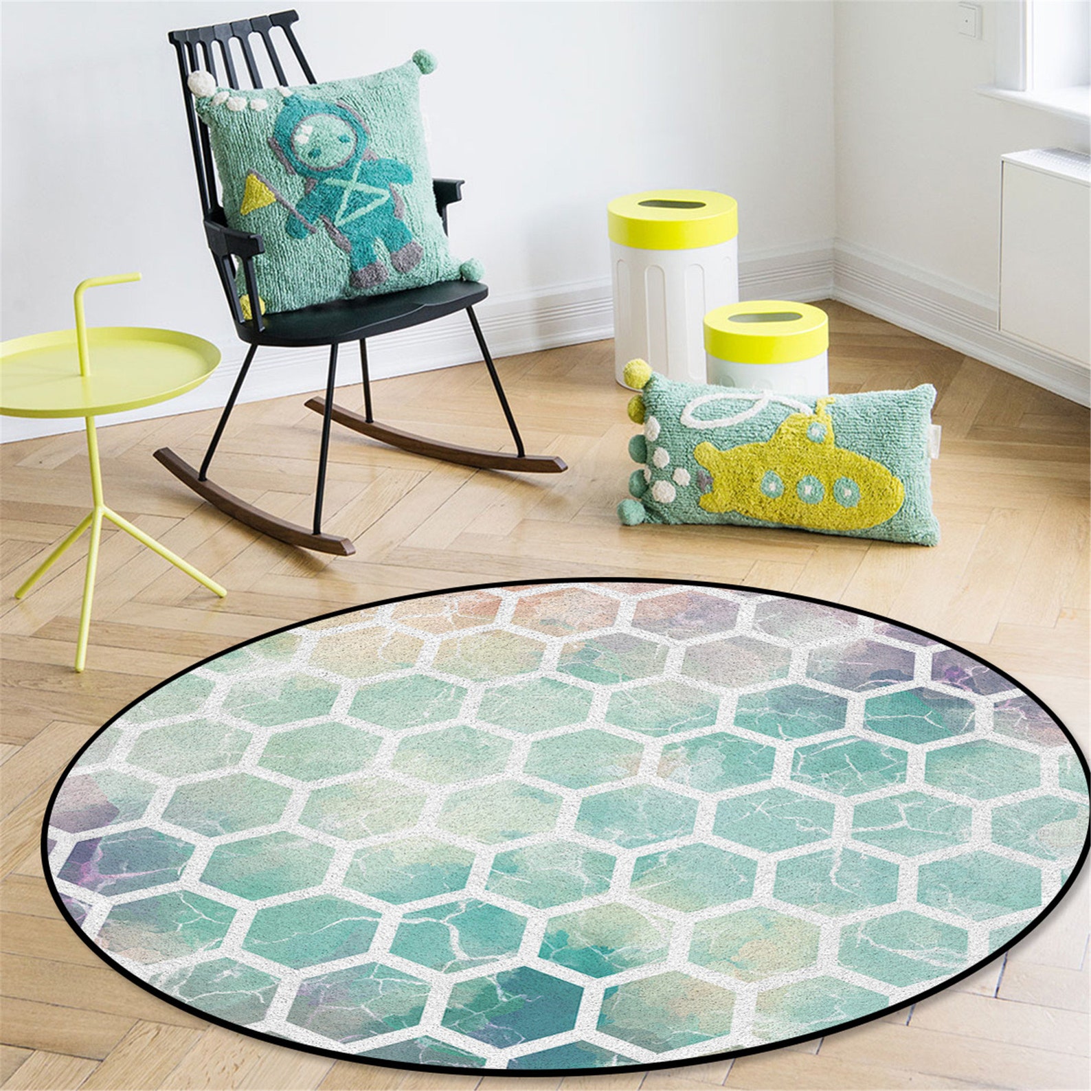 Geometric Hexagon Cian Mármol Patrones Alfombras y Alfombras | Etsy