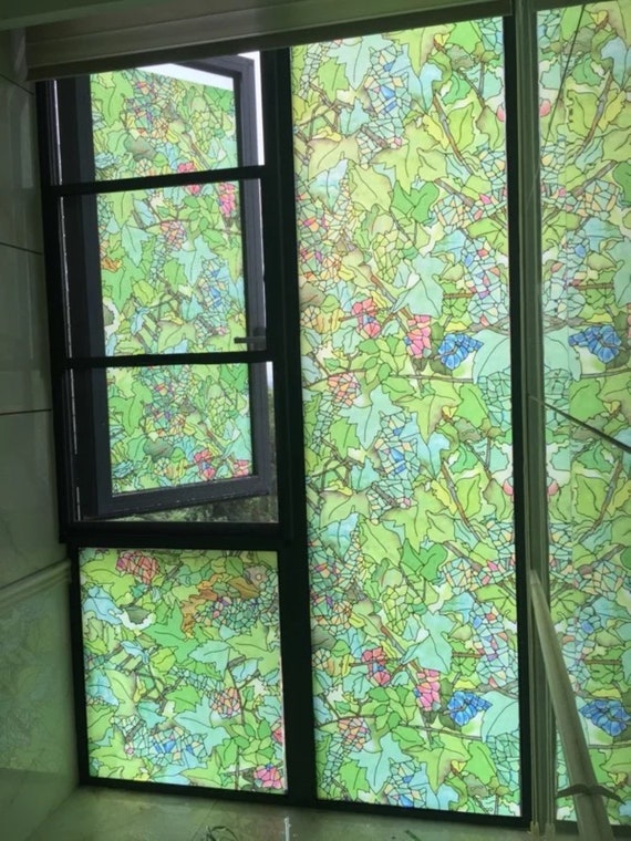 Static Cling Window Films Frosted Grapes Stained Glass Stickers Privacy Home DIY