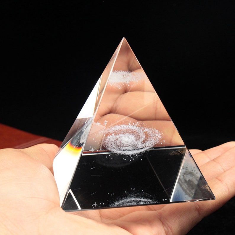 Crystal Pyramid 3D Laser Engraved Galaxy Glass Pyramid Etsy
