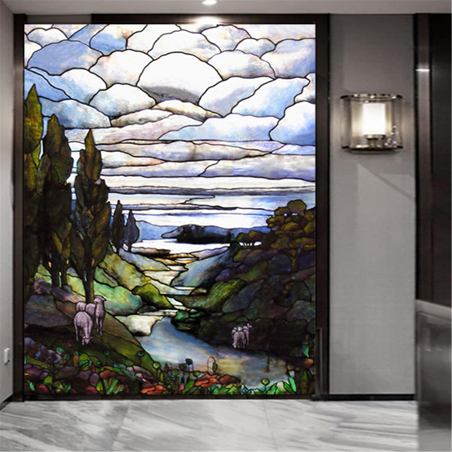 Landscape painting Glass Films Stained Window Film Opaque Etsy