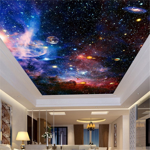 Ceiling Mural Wallpaper Modern 3D Cosmic Starry Sky Space | Etsy