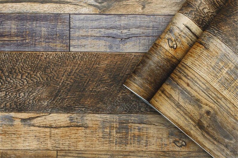 Wood Plank Wallpaper Shiplap Brown Vinyl Self Adhesive Contact Etsy