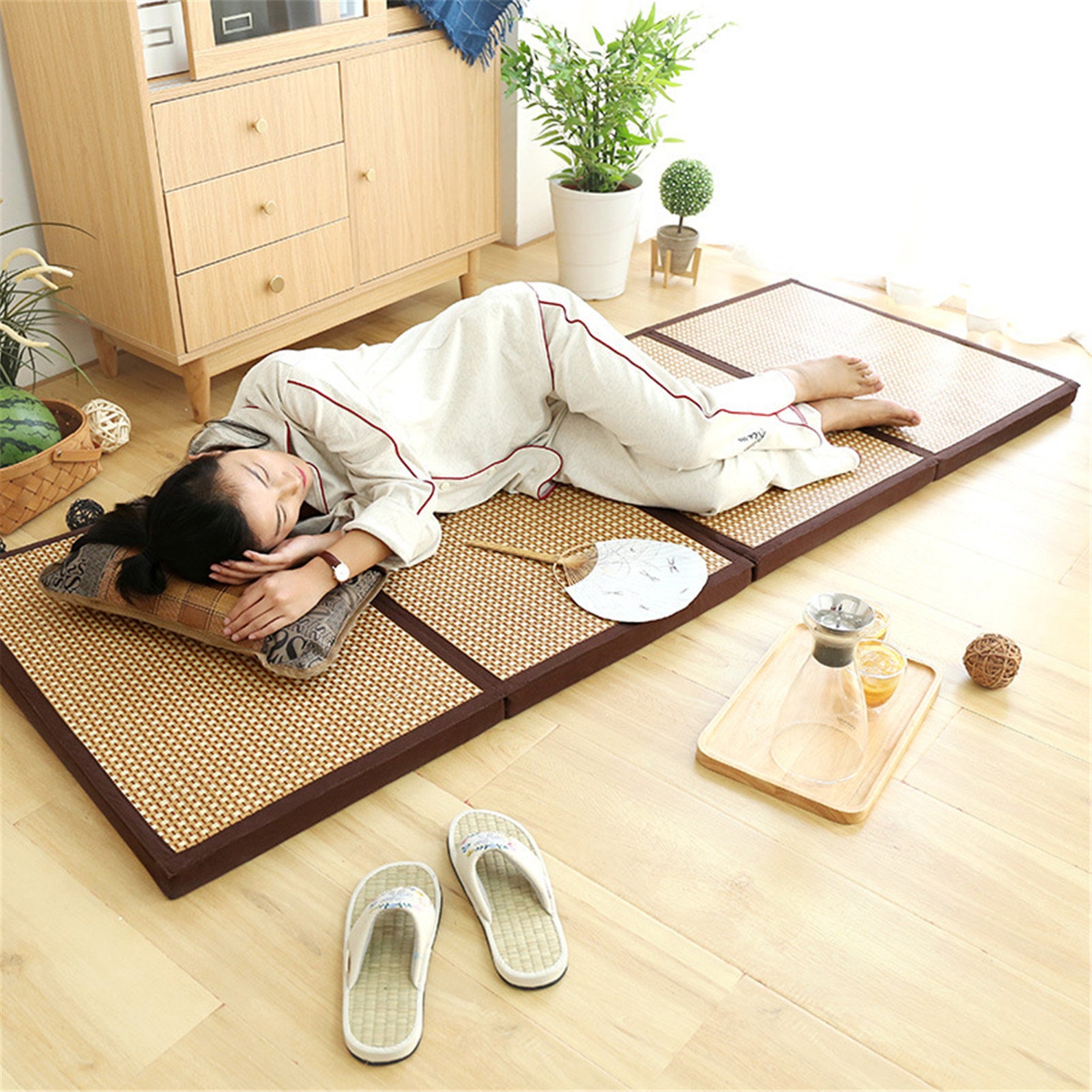 Folding Mat Thick Carpet Japanese Tatami Rattan Mat Sleeping Etsy