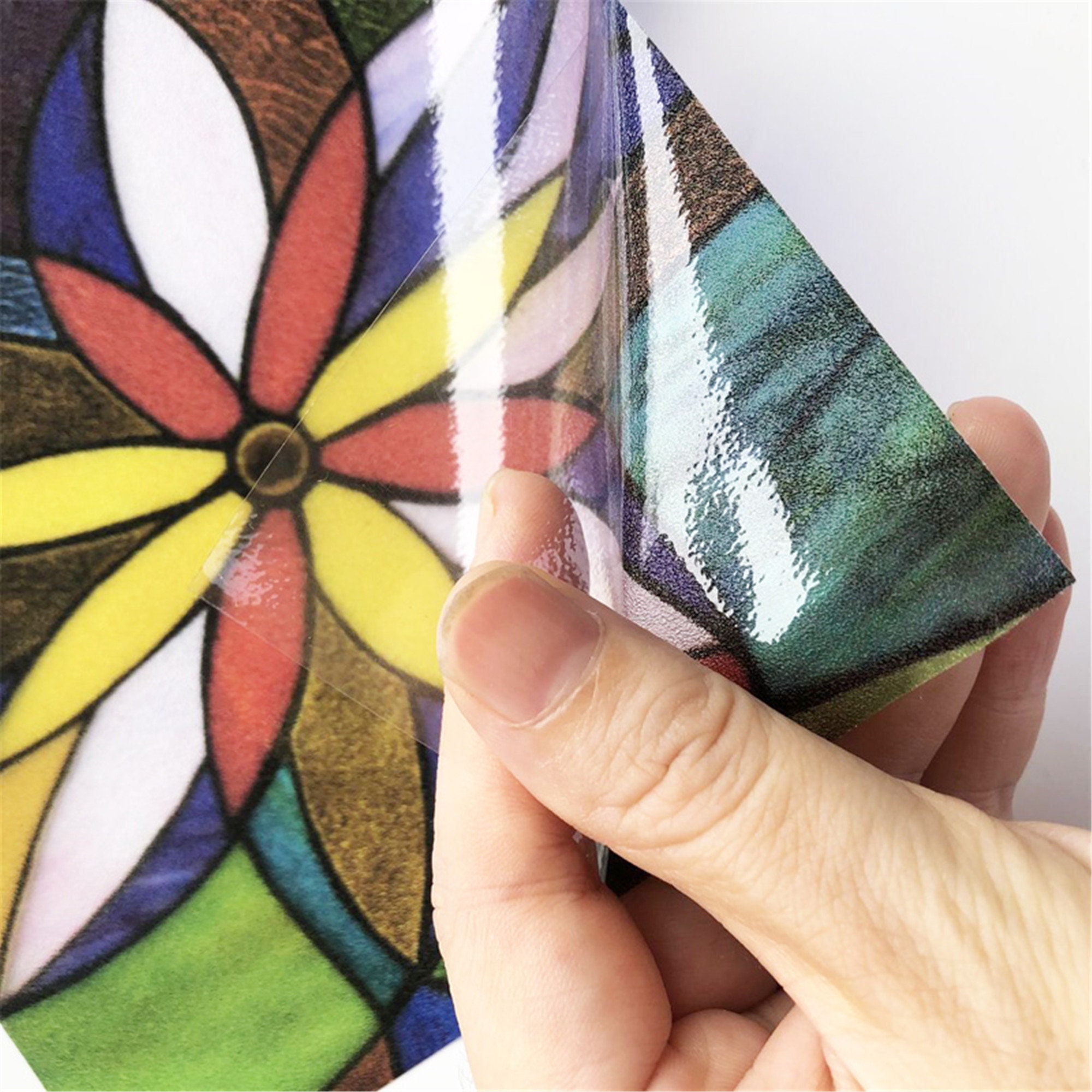 Custom Size Window Film Stained Glass Stickers Static Cling Etsy