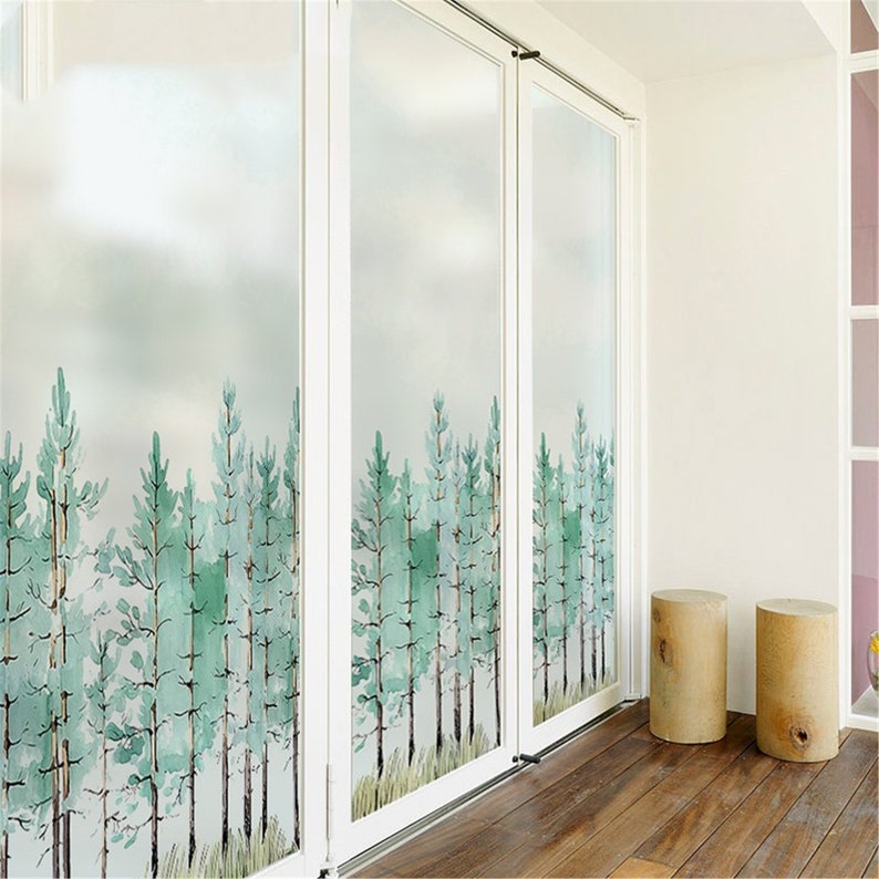Custom Size Static Cling Window Film Forest Decorative Privacy Etsy