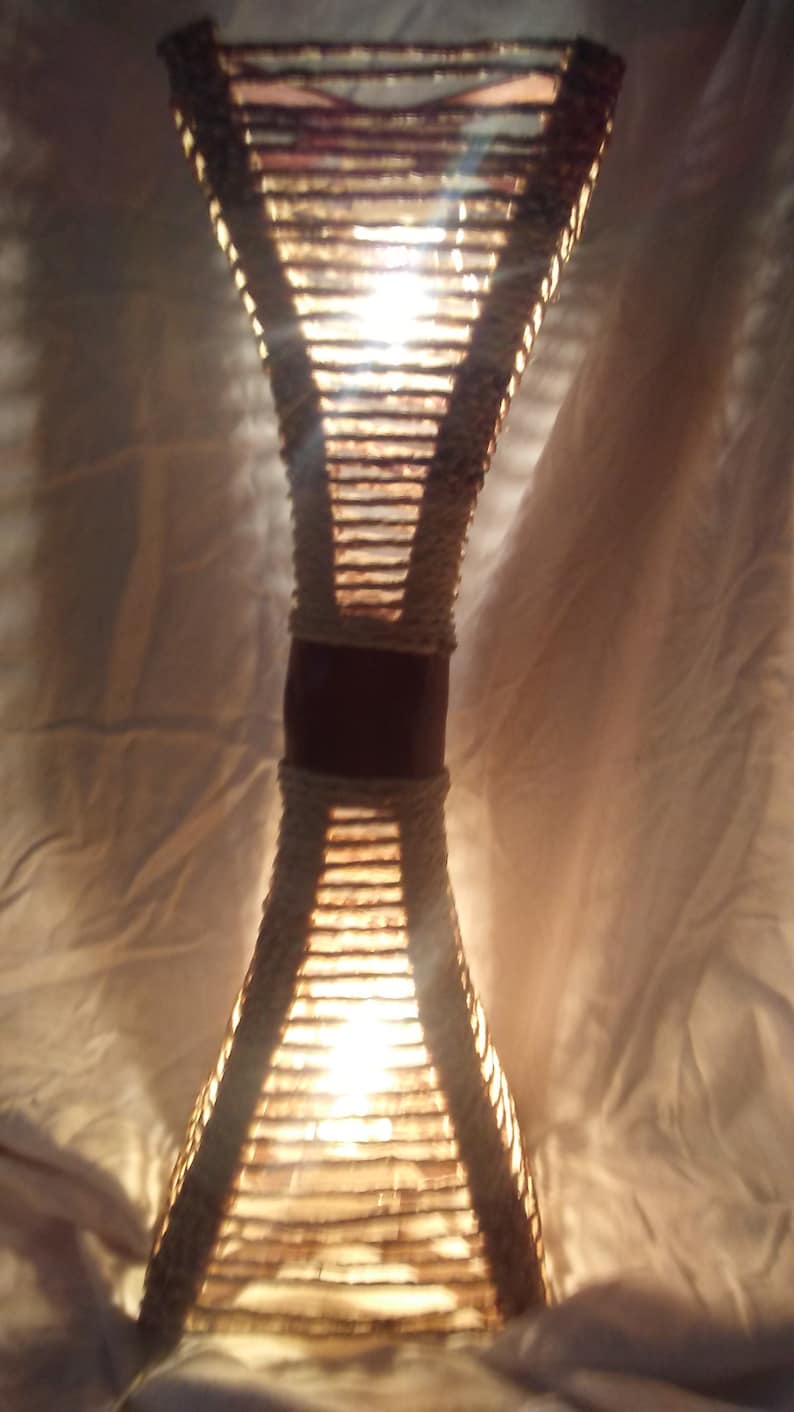 2 Handcrafted Wicker Dual Sided Lamps