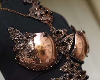 Metal Couture Bra Jewellery. Antique Copper and Rose Gold