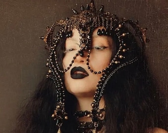 Egyptian Hatshepsut Pharaoh Black Obsidian and Bronze Metal Headpiece/RENT or PURCHASE