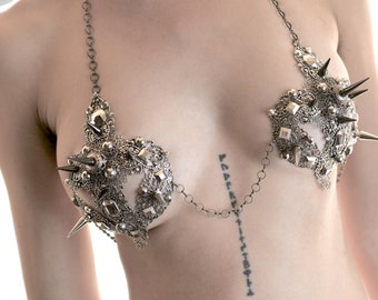 LAST ONE! Spiked/ Unspiked Metal Bralette Gold or Silver
