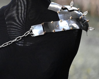 Shoulder Pauldron/ epaulette surgical steel and crystal