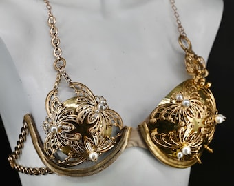 Art Nouveau Gold Butterfly Metal Bra