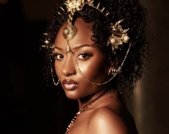 Ancient Bronze Pearl Tribal Headpiece