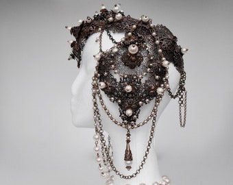 Babylon Dark Copper Pearl Headdress / HIRE