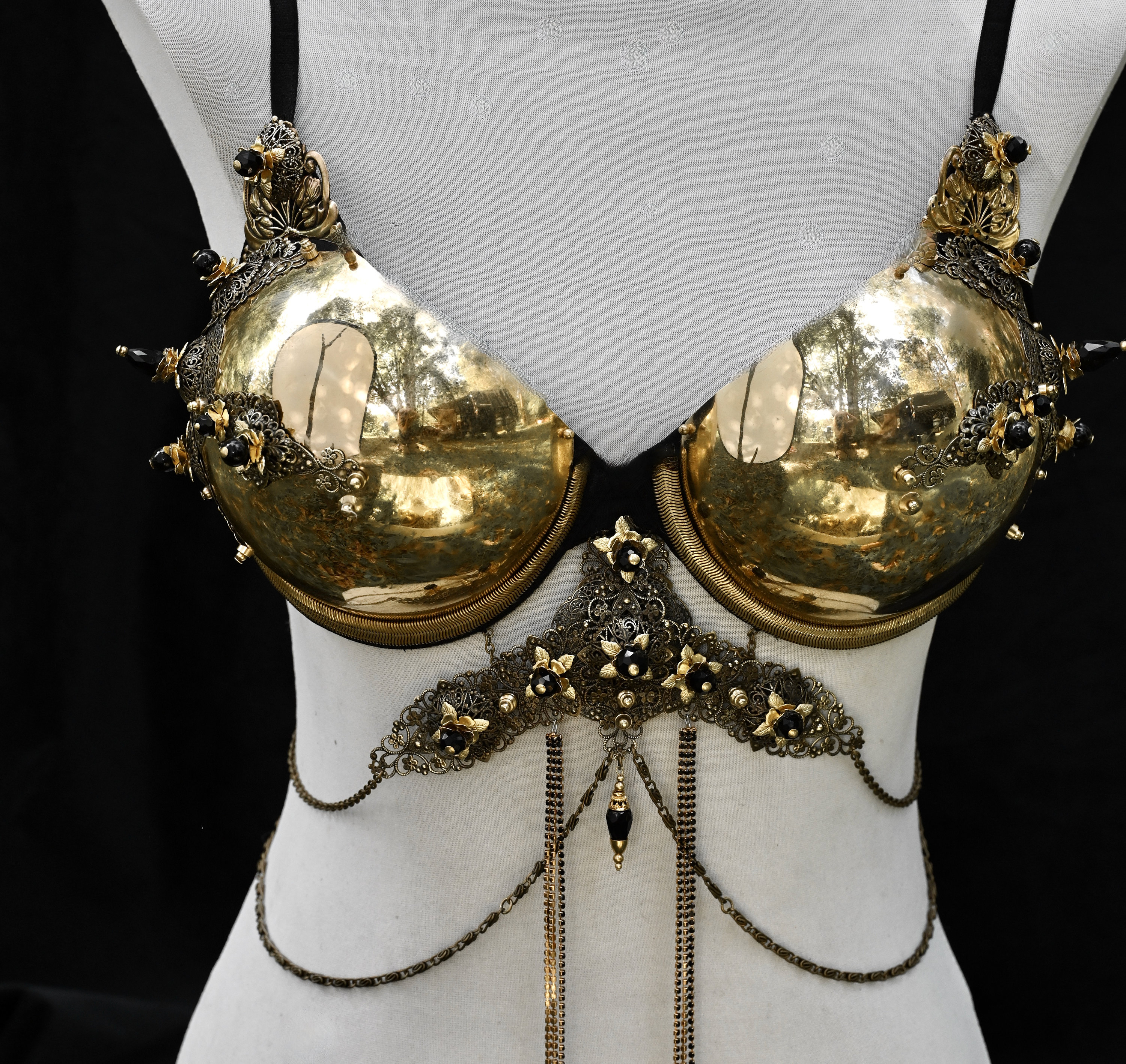 gold metal bralette