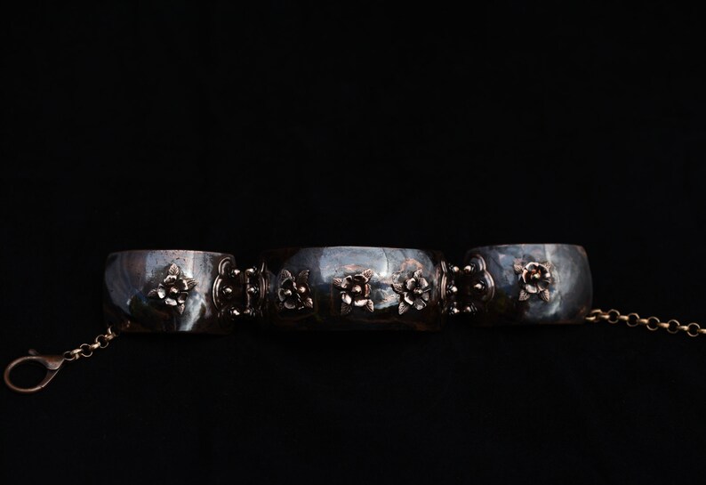 Forge Blackened with Coal Red Copper Roses ChokerCollar