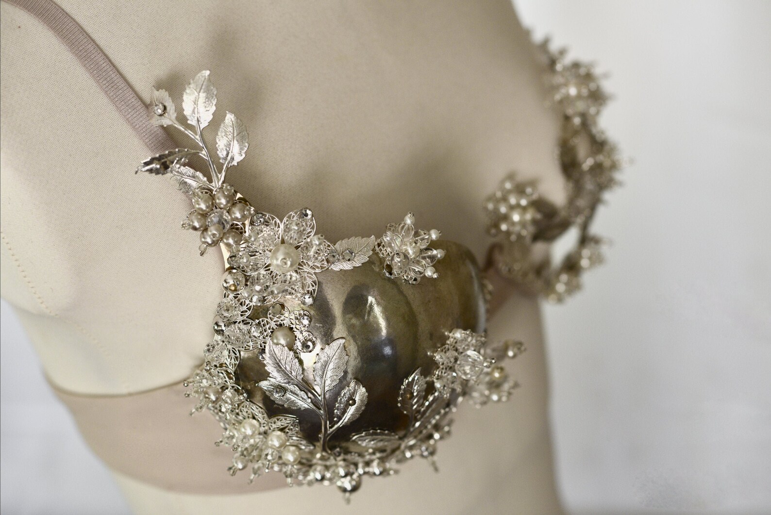 Metallic Panel Bra Sterling Silver Plated Asymmetrical Metal Bra - Etsy