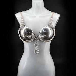 Silver Metal Ornate Pearl Bra - Etsy